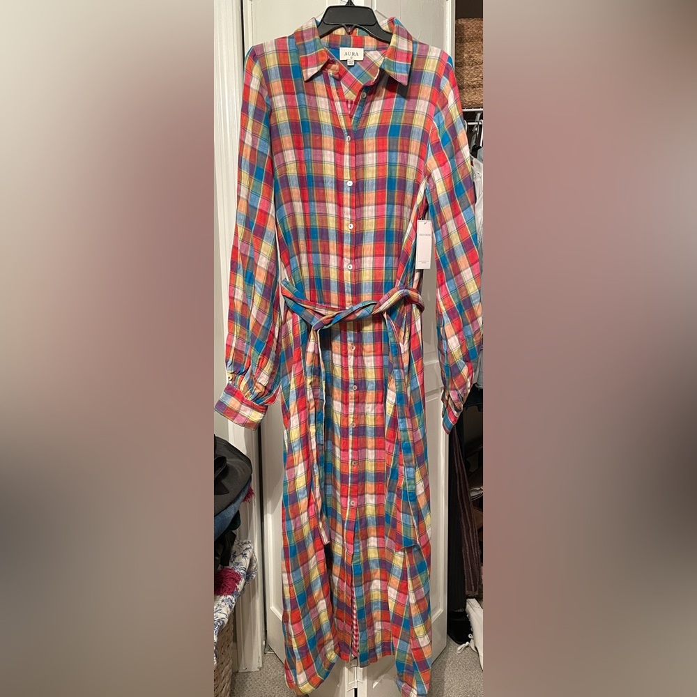 NWT Aura Plaid Button-down Dress - Picture 3 of 9